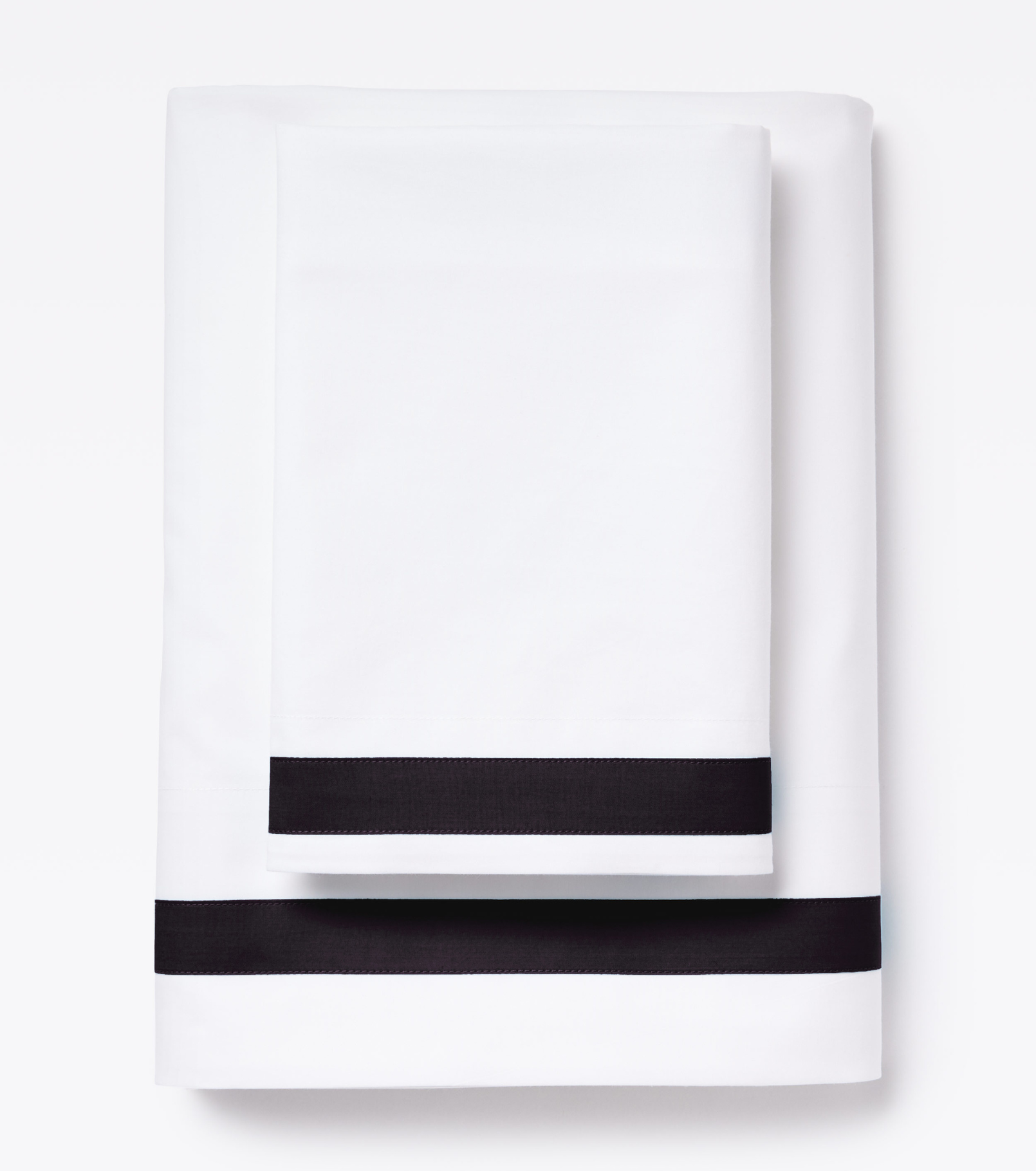 Averylily Border Frame Sheet Set in Basalt. 510-thread count pure cotton percale.