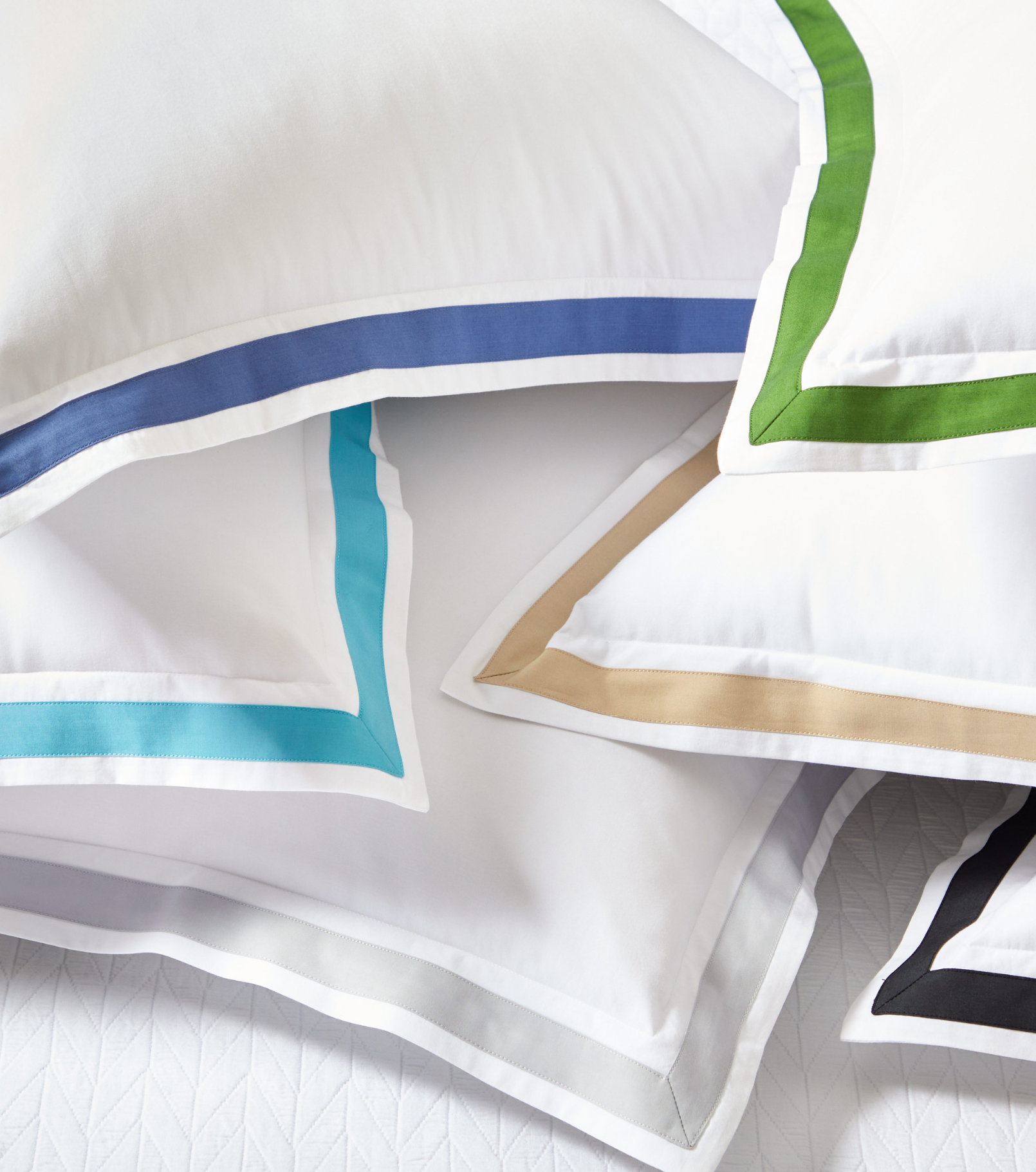 Averylily Border Frame Sheet Sets. 510-thread count pure cotton percale.