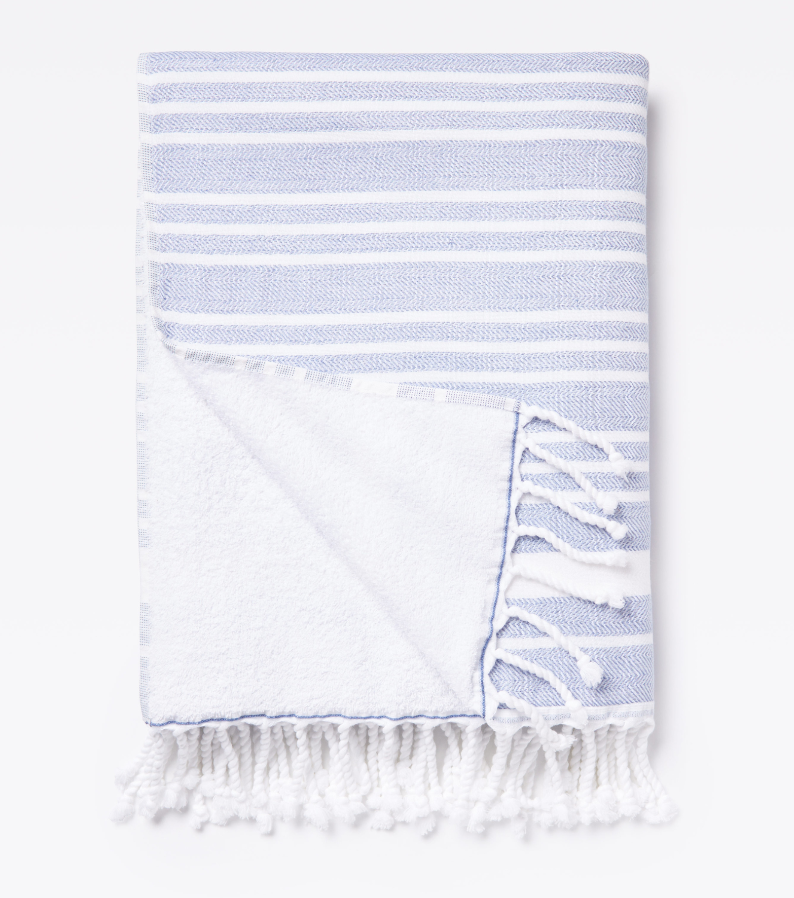 Averylily Swim, Surf + Sand Fouta Cotton Beach Towel in Ocean Blue.