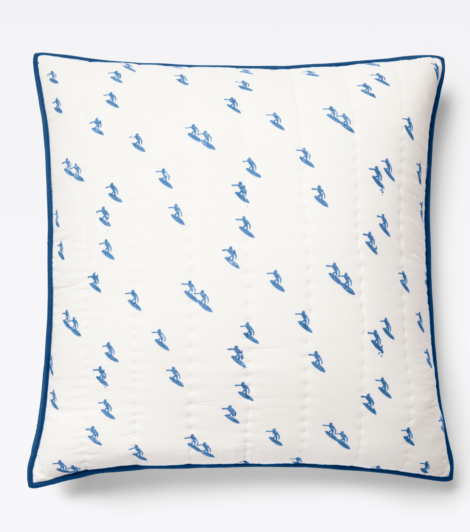 Andrew Mau x Averylily Surfer Blockprint Euro Sham in Ocean Blue..