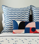 Andrew Mau x Averylily Surfer Blockprint Euro Sham in Ocean.
