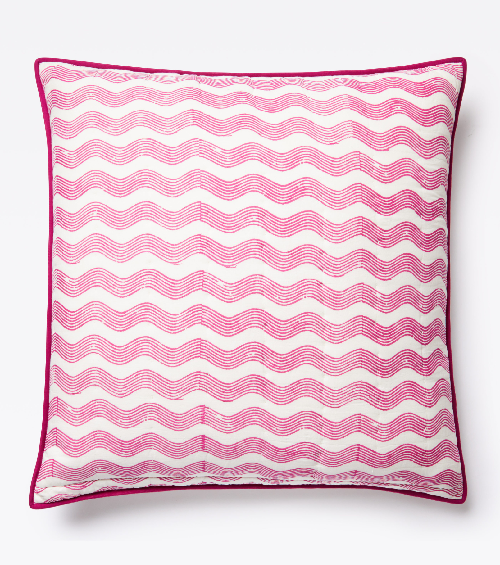 Andrew Mau x Averylily Surfer Blockprint Euro Sham in Orchid Pink.