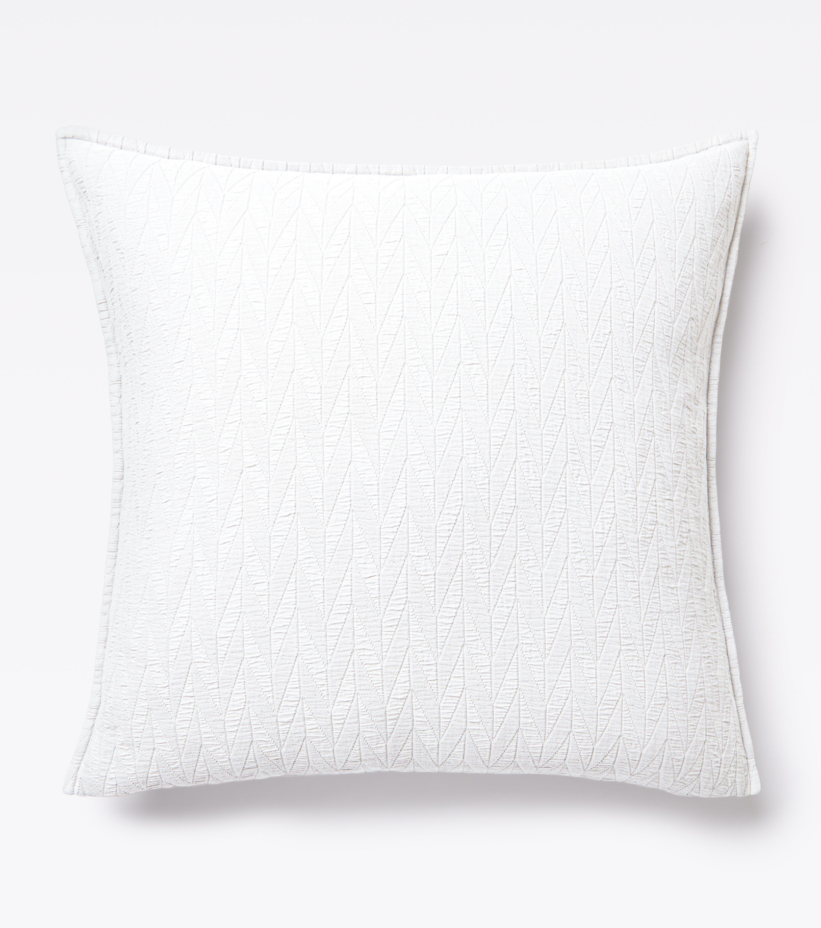 Averylily pure cotton matelassé Euro Sham. Each sham features a herringbone design that is unique to Averylily. Shown here in Cloud.