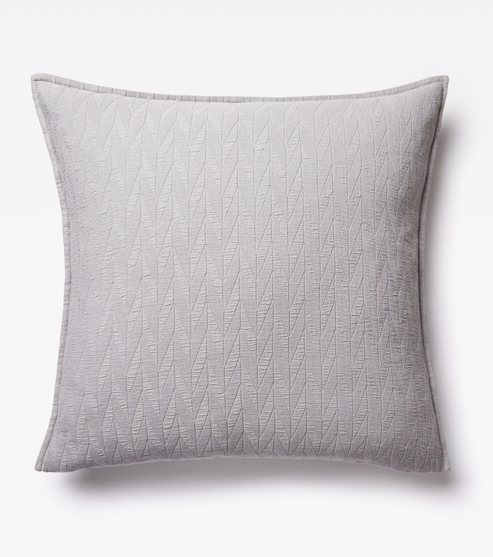 Averylily pure cotton matelassé Euro Sham. Each sham features a herringbone design that is unique to Averylily. Shown here in Stone.