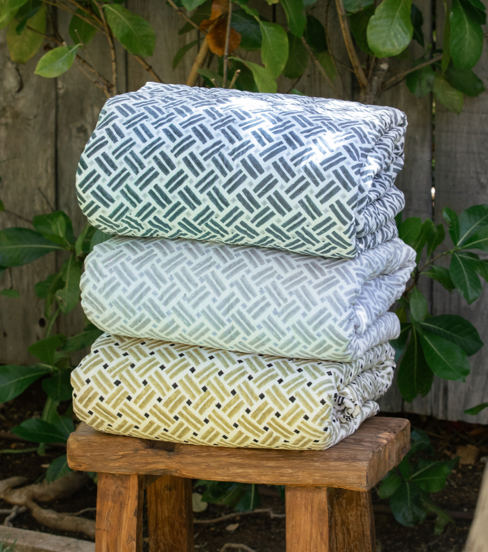 Averylily Big Island Quilts are blockprinted by hand. Available in three colors inspired by the natural beauty of the Hawaiian Islands.