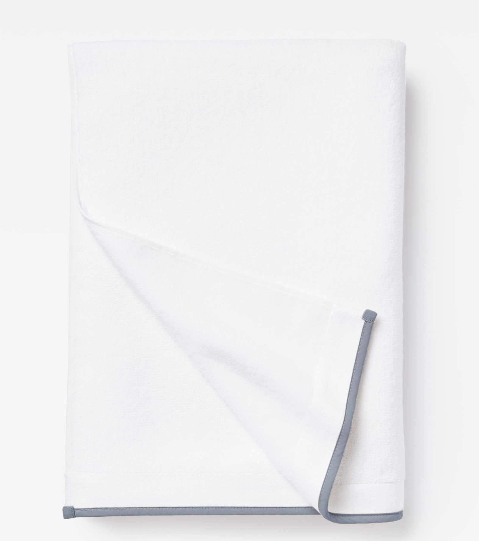 Averylily Border Bath Sheet in White with Stone Grey trim, made from 600-gram weight pure Aegean cotton.