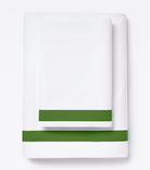 Averylily Border Frame Sheet Set in Palm Green. 510-thread count pure cotton percale.