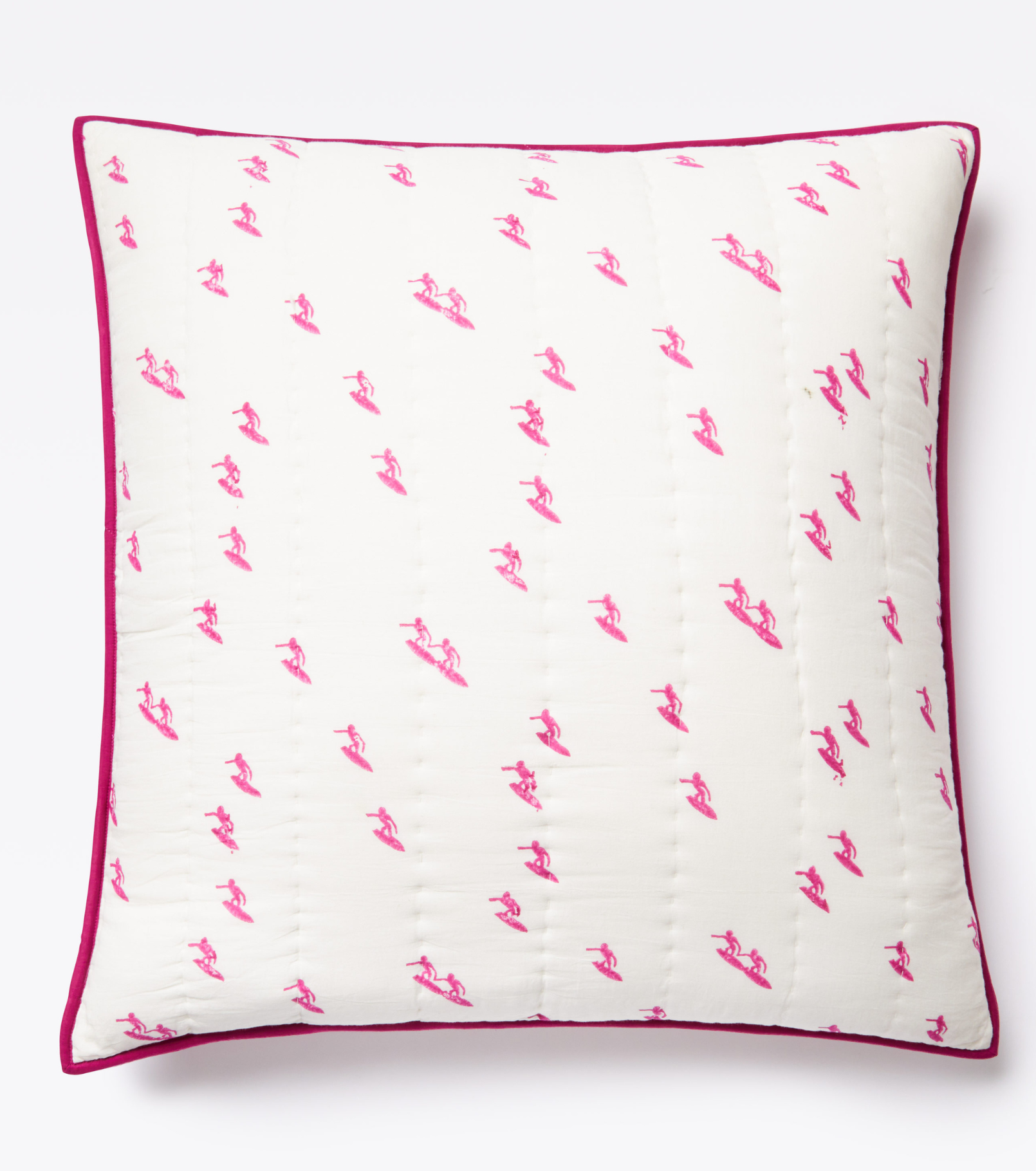 Andrew Mau x Averylily Surfer Blockprint Euro Sham in Orchid Pink.