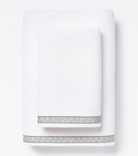 Averylily Weave Hand and Bath Towels in White with Stone Grey trim, made from 600-gram weight pure Aegean cotton.